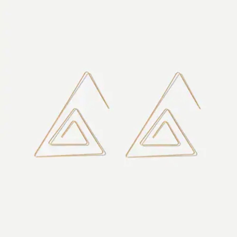 🔴Dainty Gold Triangle Layered Drop Jewelry Earrin - Picture 2 of 3